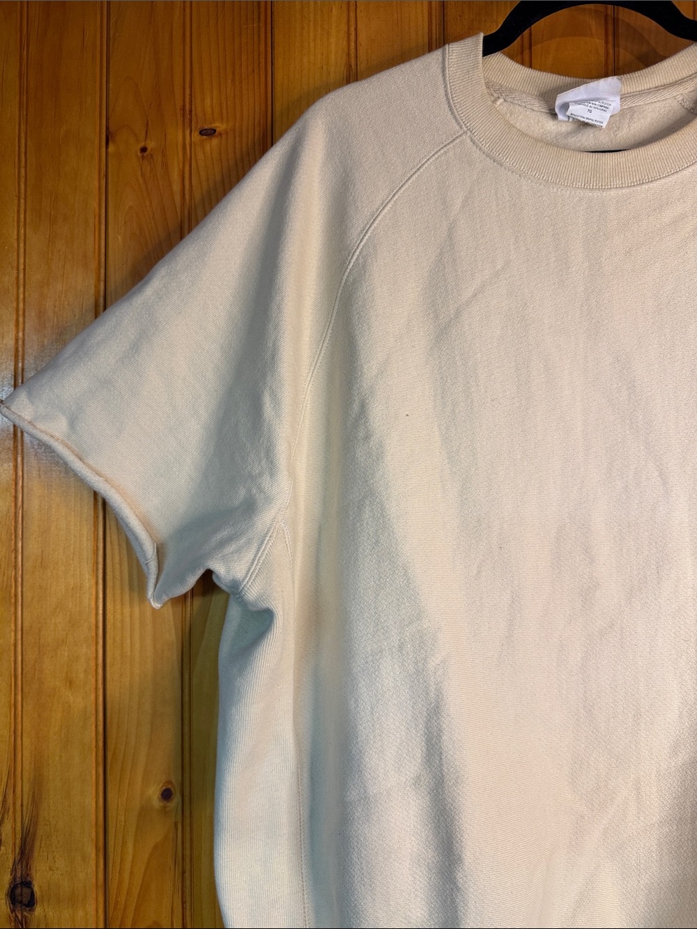 Champion Reverse Weave Cut Off Sleeves Cream Crewneck Sweatshirt - Picture 6 of 11